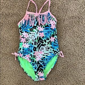 A kids flowery swimsuit